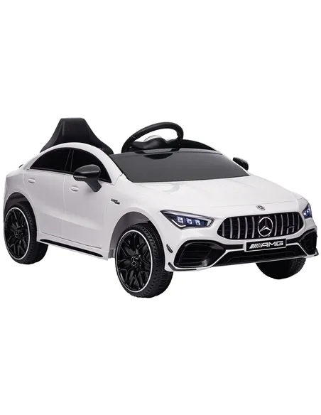 AIYAPLAY Mercedes-Benz AMG CLA 45 Licensed 12V Kids Electric Car Ride on Car w/ Remote, Suspension Lights Music Horn - White