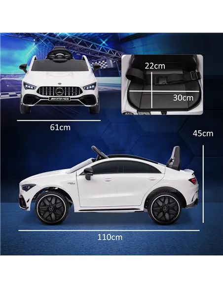 AIYAPLAY Mercedes-Benz AMG CLA 45 Licensed 12V Kids Electric Car Ride on Car w/ Remote, Suspension Lights Music Horn - White