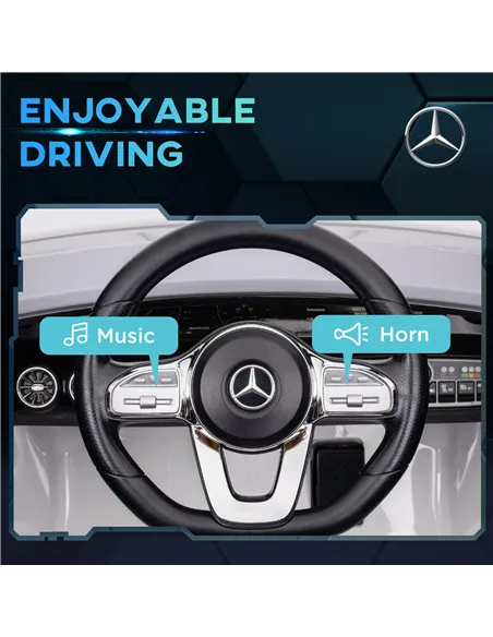 AIYAPLAY Mercedes-Benz AMG CLA 45 Licensed 12V Kids Electric Car Ride on Car w/ Remote, Suspension Lights Music Horn - White