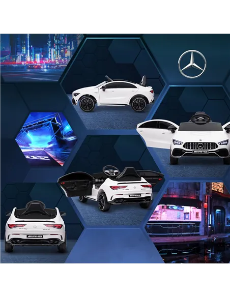 AIYAPLAY Mercedes-Benz AMG CLA 45 Licensed 12V Kids Electric Car Ride on Car w/ Remote, Suspension Lights Music Horn - White
