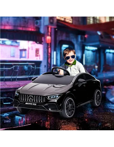 AIYAPLAY Mercedes-Benz AMG CLA 45 Licensed 12V Kids Electric Car Ride on Car w/ Remote, Suspension Lights Music Horn - Black