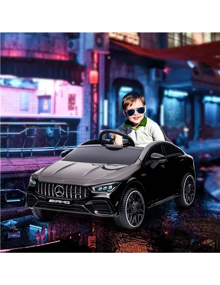 AIYAPLAY Mercedes-Benz AMG CLA 45 Licensed 12V Kids Electric Car Ride on Car w/ Remote, Suspension Lights Music Horn - Black