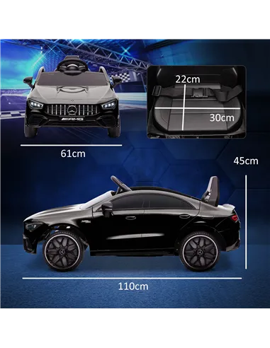 AIYAPLAY Mercedes-Benz AMG CLA 45 Licensed 12V Kids Electric Car Ride on Car w/ Remote, Suspension Lights Music Horn - Black