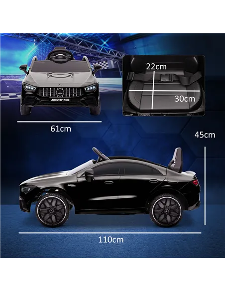 AIYAPLAY Mercedes-Benz AMG CLA 45 Licensed 12V Kids Electric Car Ride on Car w/ Remote, Suspension Lights Music Horn - Black