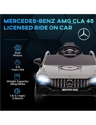 AIYAPLAY Mercedes-Benz AMG CLA 45 Licensed 12V Kids Electric Car Ride on Car w/ Remote, Suspension Lights Music Horn - Black