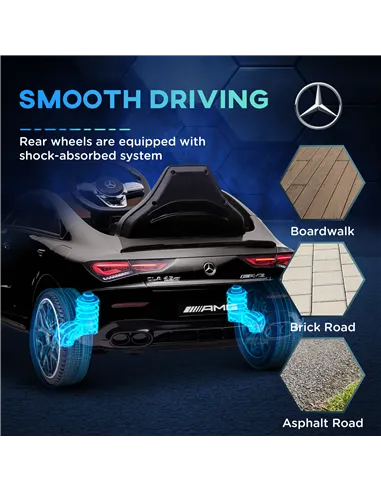 AIYAPLAY Mercedes-Benz AMG CLA 45 Licensed 12V Kids Electric Car Ride on Car w/ Remote, Suspension Lights Music Horn - Black
