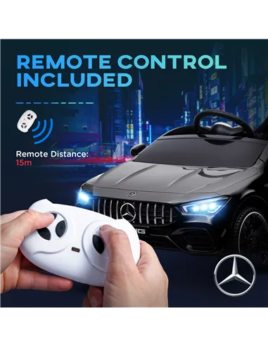 AIYAPLAY Mercedes-Benz AMG CLA 45 Licensed 12V Kids Electric Car Ride on Car w/ Remote, Suspension Lights Music Horn - Black