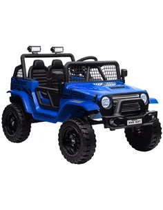 AIYAPLAY 12V Battery Powered Kids Ride-On Car, Electric Truck w/ Spring Suspension, Remote, Music, Horn, Lights, Blue