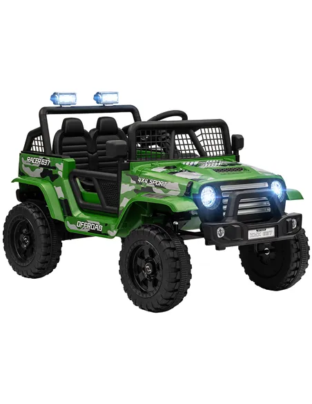 AIYAPLAY 12V Battery Powered Kids Ride-On Car, Electric Truck w/ Spring Suspension, Remote, Music, Horn, Lights, Green