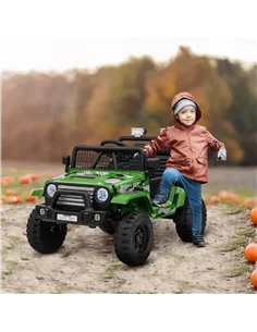 AIYAPLAY 12V Battery Powered Kids Ride-On Car, Electric Truck w/ Spring Suspension, Remote, Music, Horn, Lights, Green 2