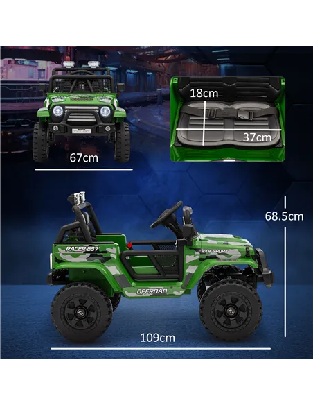 AIYAPLAY 12V Battery Powered Kids Ride-On Car, Electric Truck w/ Spring Suspension, Remote, Music, Horn, Lights, Green