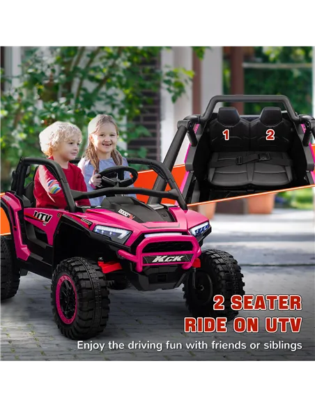 AIYAPLAY 2 Seater 24V 7AH Ride on Truck, Battery Powered Electric Ride On Car w/ Remote, Suspension, 3 Speeds, Pink