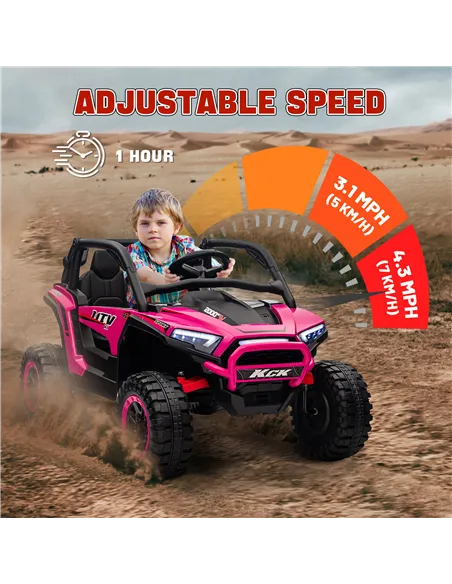 AIYAPLAY 2 Seater 24V 7AH Ride on Truck, Battery Powered Electric Ride On Car w/ Remote, Suspension, 3 Speeds, Pink