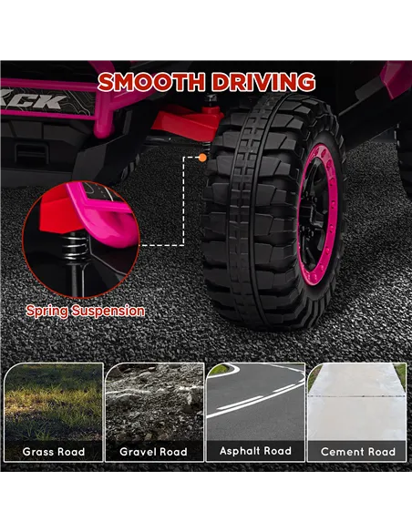 AIYAPLAY 2 Seater 24V 7AH Ride on Truck, Battery Powered Electric Ride On Car w/ Remote, Suspension, 3 Speeds, Pink