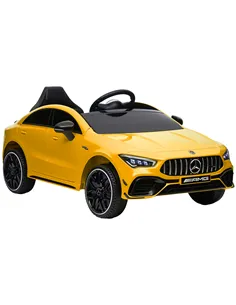 AIYAPLAY Mercedes-Benz AMG CLA 45 Licensed 12V Kids Electric Car Ride on Car w/ Remote, Suspension Lights Music Horn - Yellow