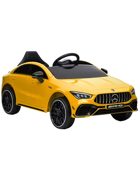 AIYAPLAY Mercedes-Benz AMG CLA 45 Licensed 12V Kids Electric Car Ride on Car w/ Remote, Suspension Lights Music Horn - Yellow