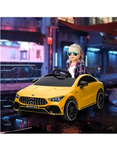 AIYAPLAY Mercedes-Benz AMG CLA 45 Licensed 12V Kids Electric Car Ride on Car w/ Remote, Suspension Lights Music Horn - Yellow 2