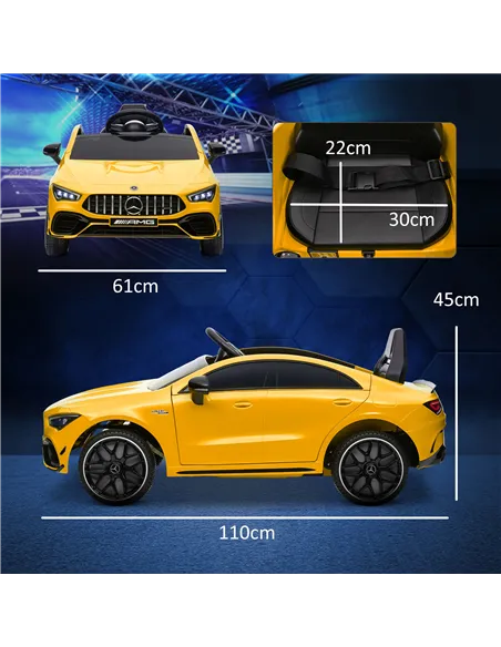AIYAPLAY Mercedes-Benz AMG CLA 45 Licensed 12V Kids Electric Car Ride on Car w/ Remote, Suspension Lights Music Horn - Yellow