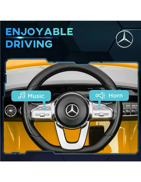 AIYAPLAY Mercedes-Benz AMG CLA 45 Licensed 12V Kids Electric Car Ride on Car w/ Remote, Suspension Lights Music Horn - Yellow