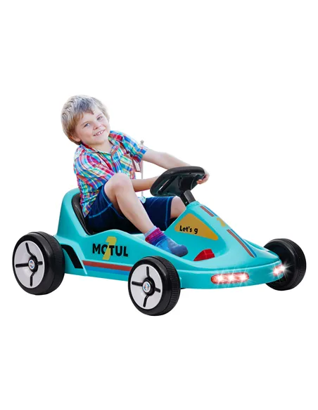 AIYAPLAY 6V Electric Go Kart for Kids with Music, Light, Horn, for 3-5 Years, Blue