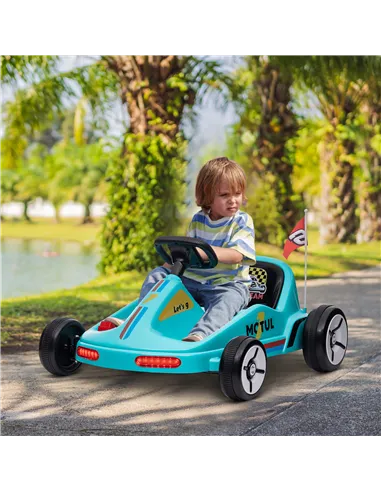 AIYAPLAY 6V Electric Go Kart for Kids with Music, Light, Horn, for 3-5 Years, Blue
