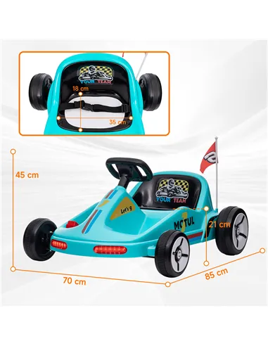 AIYAPLAY 6V Electric Go Kart for Kids with Music, Light, Horn, for 3-5 Years, Blue