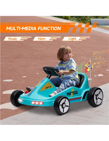 AIYAPLAY 6V Electric Go Kart for Kids with Music, Light, Horn, for 3-5 Years, Blue