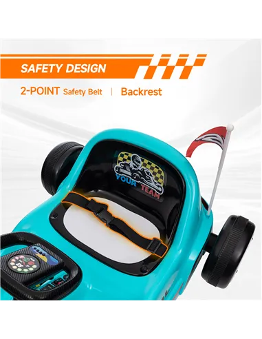 AIYAPLAY 6V Electric Go Kart for Kids with Music, Light, Horn, for 3-5 Years, Blue