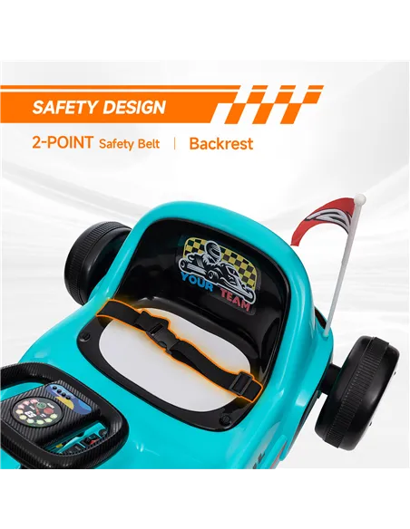 AIYAPLAY 6V Electric Go Kart for Kids with Music, Light, Horn, for 3-5 Years, Blue