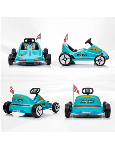 AIYAPLAY 6V Electric Go Kart for Kids with Music, Light, Horn, for 3-5 Years, Blue