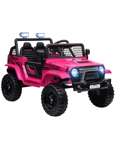 AIYAPLAY 12V Battery Powered Kids Ride-On Car, Electric Truck w/ Spring Suspension, Remote, Music, Horn, Lights, Pink