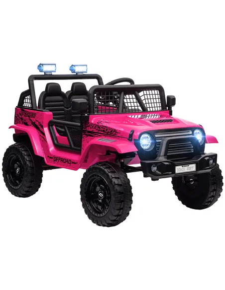 AIYAPLAY 12V Battery Powered Kids Ride-On Car, Electric Truck w/ Spring Suspension, Remote, Music, Horn, Lights, Pink