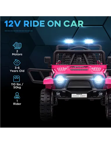 AIYAPLAY 12V Battery Powered Kids Ride-On Car, Electric Truck w/ Spring Suspension, Remote, Music, Horn, Lights, Pink