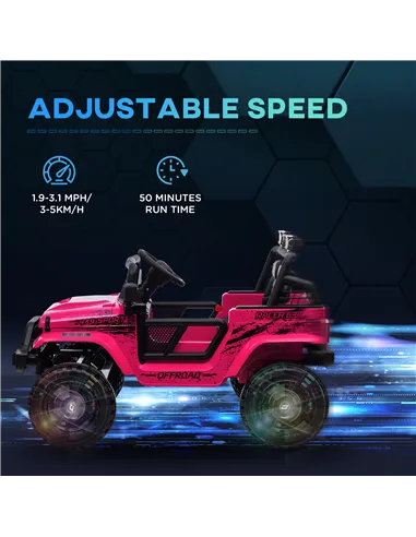 AIYAPLAY 12V Battery Powered Kids Ride-On Car, Electric Truck w/ Spring Suspension, Remote, Music, Horn, Lights, Pink