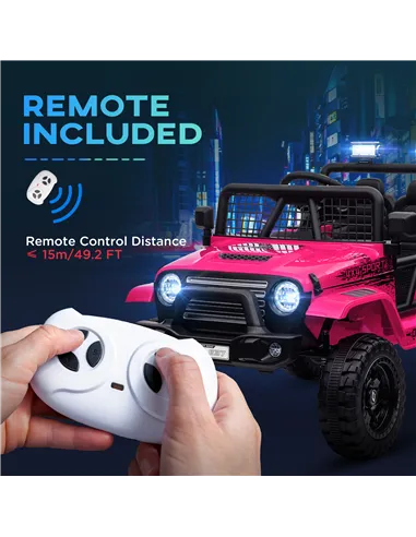 AIYAPLAY 12V Battery Powered Kids Ride-On Car, Electric Truck w/ Spring Suspension, Remote, Music, Horn, Lights, Pink