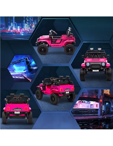 AIYAPLAY 12V Battery Powered Kids Ride-On Car, Electric Truck w/ Spring Suspension, Remote, Music, Horn, Lights, Pink