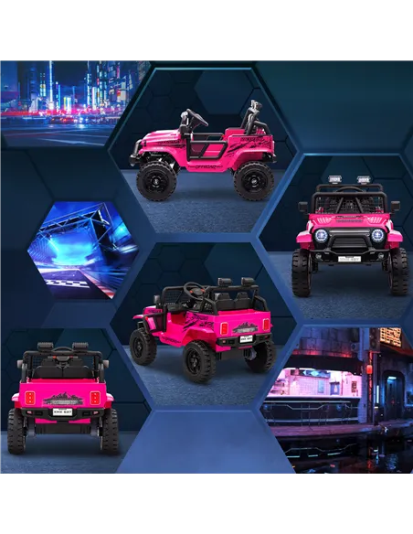 AIYAPLAY 12V Battery Powered Kids Ride-On Car, Electric Truck w/ Spring Suspension, Remote, Music, Horn, Lights, Pink