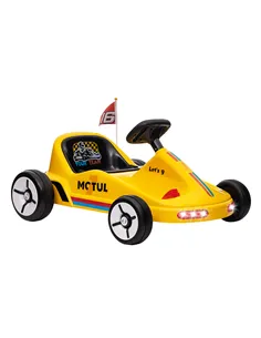 AIYAPLAY 6V Electric Go Kart for Kids with Music, Light, Horn, for 3-5 Years, Yellow