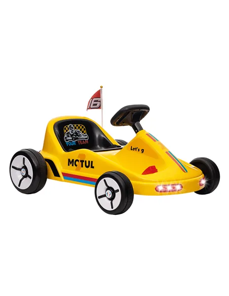 AIYAPLAY 6V Electric Go Kart for Kids with Music, Light, Horn, for 3-5 Years, Yellow