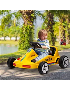 AIYAPLAY 6V Electric Go Kart for Kids with Music, Light, Horn, for 3-5 Years, Yellow 2