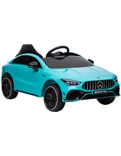 AIYAPLAY Mercedes-Benz AMG CLA 45 Licensed 12V Kids Electric Car Ride on Car w/ Remote, Suspension Lights Music Horn - Light Blu