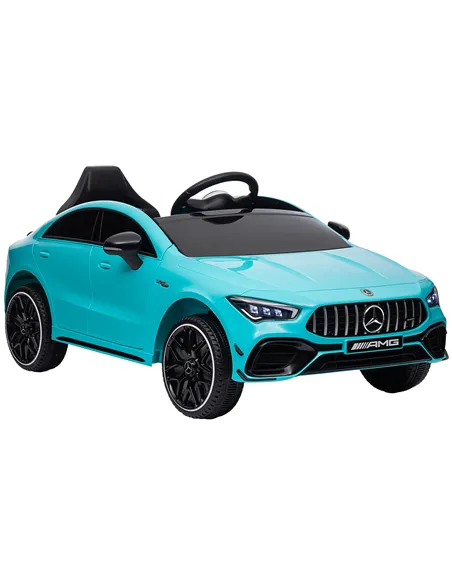 AIYAPLAY Mercedes-Benz AMG CLA 45 Licensed 12V Kids Electric Car Ride on Car w/ Remote, Suspension Lights Music Horn - Light Blu