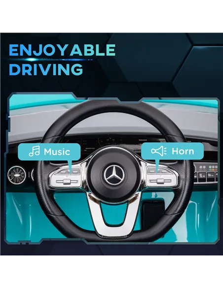 AIYAPLAY Mercedes-Benz AMG CLA 45 Licensed 12V Kids Electric Car Ride on Car w/ Remote, Suspension Lights Music Horn - Light Blu