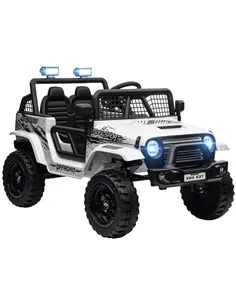 AIYAPLAY 12V Battery Powered Kids Ride-On Car, Electric Truck w/ Spring Suspension, Remote, Music, Horn, Lights, White