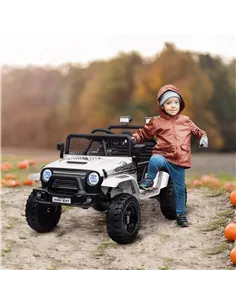 AIYAPLAY 12V Battery Powered Kids Ride-On Car, Electric Truck w/ Spring Suspension, Remote, Music, Horn, Lights, White 2