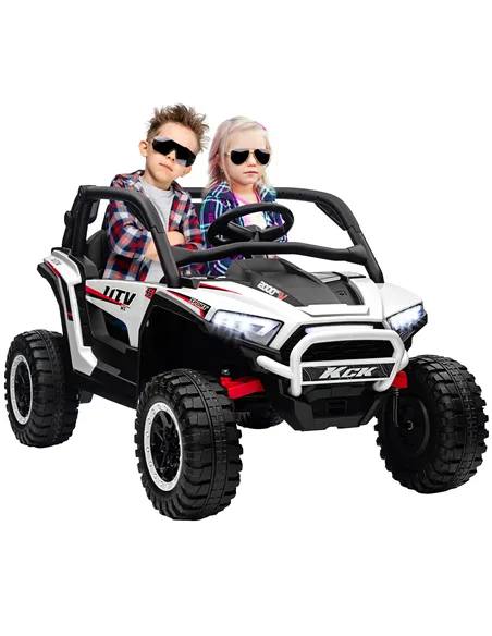 AIYAPLAY 2 Seater 24V 7AH Ride on Truck, Battery Powered Electric Ride On Car w/ Remote, Suspension, 3 Speeds, White