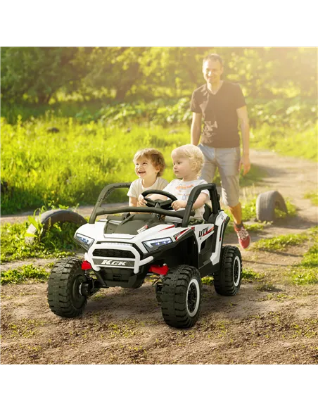 AIYAPLAY 2 Seater 24V 7AH Ride on Truck, Battery Powered Electric Ride On Car w/ Remote, Suspension, 3 Speeds, White