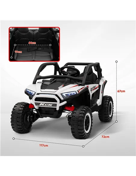 AIYAPLAY 2 Seater 24V 7AH Ride on Truck, Battery Powered Electric Ride On Car w/ Remote, Suspension, 3 Speeds, White