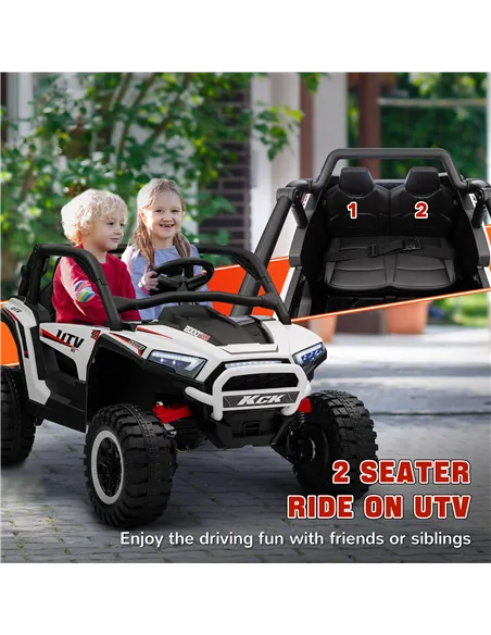 AIYAPLAY 2 Seater 24V 7AH Ride on Truck, Battery Powered Electric Ride On Car w/ Remote, Suspension, 3 Speeds, White