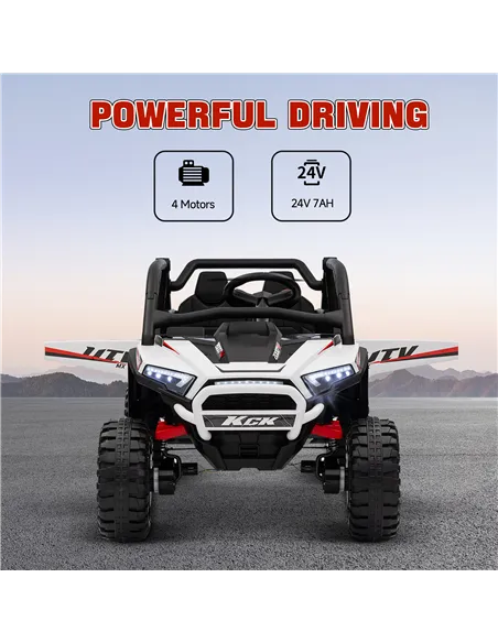 AIYAPLAY 2 Seater 24V 7AH Ride on Truck, Battery Powered Electric Ride On Car w/ Remote, Suspension, 3 Speeds, White